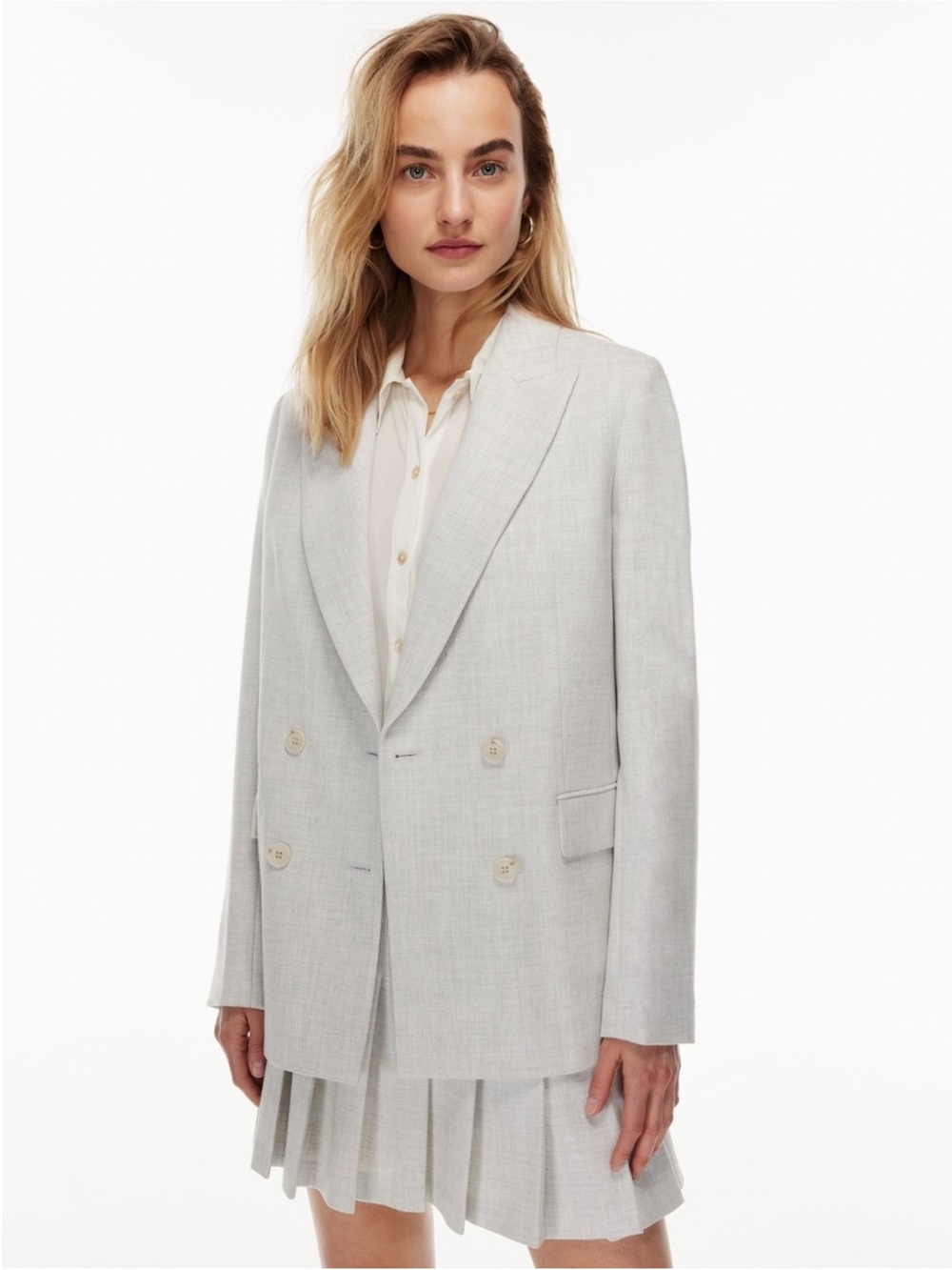 Aritzia Wilfred Margaux Blazer in Heather Cloud White